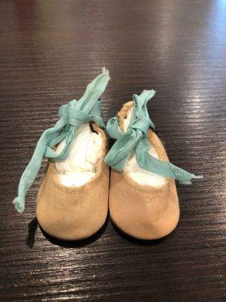 Vintage Doll Shoes 2 1/2” Blue Ribbon Madame Alexander Effanbee Composition Doll