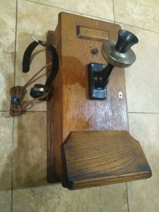 Antique Western Electric Oak Wall Phone From 1919 Rare Model