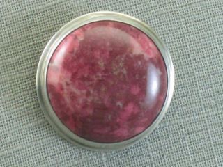 Rare Uni David Andersen Sterling Silver Pink Thulite Stone Pendant Brooch Pin