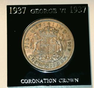 Rare Unc 1937 Britain Silver Coronation Crown - George Vi - Case - Nr