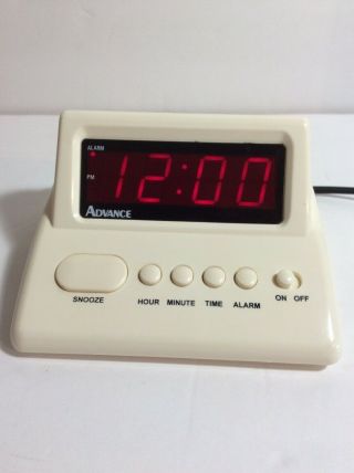 Rare - Vintage Advance Digital Alarm Clock Model 4042 White