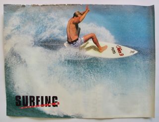Vintage 1980s Pullout Poster Glen Winton Surfing Pipeline Hawaii Tube Surfboard