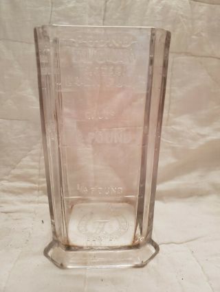 Silvers Brooklyn Clear Glass Measuring Cup Egg Beater Mixer Jar Tall Square Base