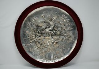 Fantastic Rare Elkington & Co Charger Cherubs Silver Plate Pegasus