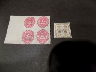 1857/65 2 Different Brunswick German Rare Blocks Of 4 Stamps Mnh