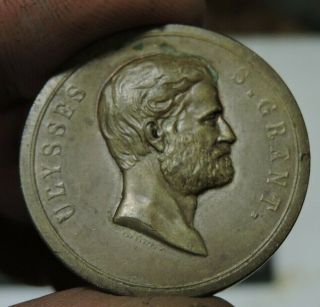 Antique 1869 - 1873 Ulysses S.  Grant Presidential Inauguration Copper Metal,  (vax)