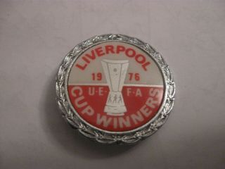 Rare Old 1976 Liverpool Football Club Uefa Cup Winners Metal Brooch Pin Badge
