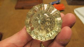 Three Vintage/antique Glass Door Knobs With Brass Bases