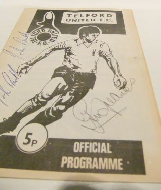 Rare Telford V Chelmsford 76/77 Geoff Hurst & Jimmy Greaves (signed) Programme