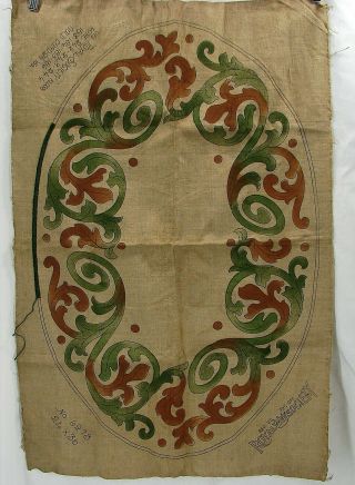 Vtg Arts & Crafts Mission Royal Society Linen Embroidery 24x36 Barely Started