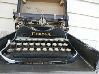 Antique Corona Typewriter Company No 3 Folding Portable W/case