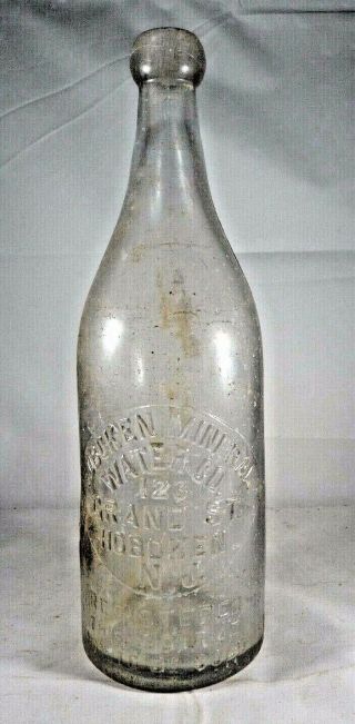 Antique Hoboken Mineral Water Company Glass Bottle From Hoboken,  Nj,  Vgc