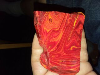 Red And Yellow Slag Glass Chunk.  Rare Colors