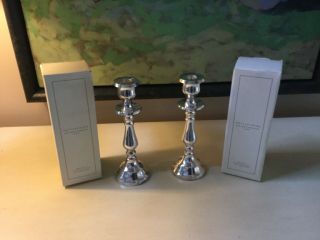 Pottery Barn Silver Candle Holder 8 1/2 Inches Tall