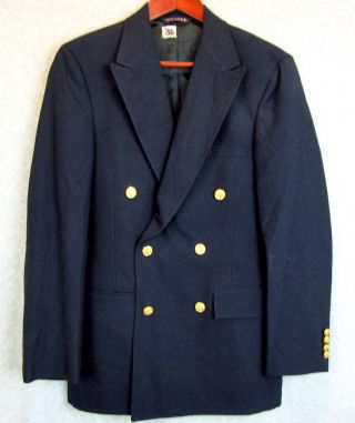 Colombian Military Navy Blue Blazer Jacket Mens Vintage Double Breasted Rare 36