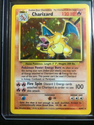 1999 Pokemon Charizard Base Set Unlimited Rare Holographic Card 4/102