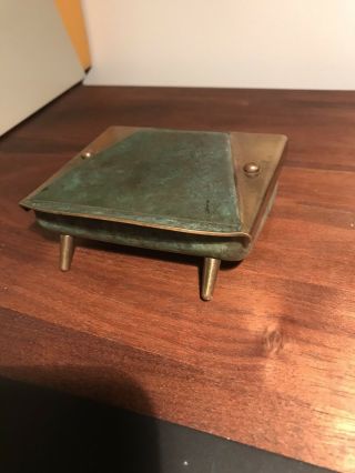 Vintage Mid - Century Solid Brass Cigarrette Container