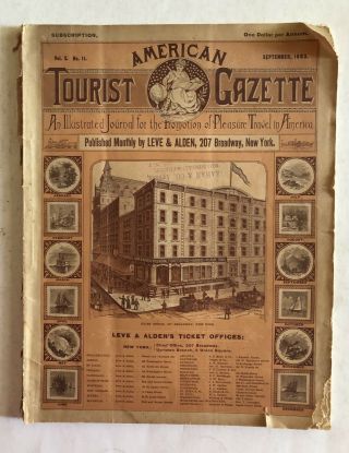 American Tourist Gazette Sept 1883 Rare Travel Trade Pubn Leve & Alden Nyc Ads