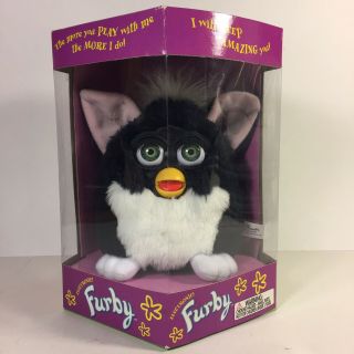 Furby 1998 Rare Nrfb 70 - 800,  Black,  White Belly,  Brown Eyes Toy