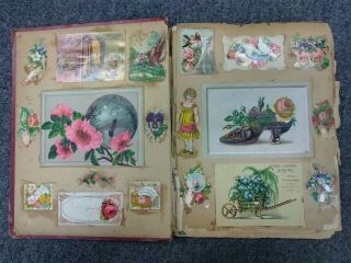 Antique Victorian Scrap Book Album Post Cards Greeting Cards Victorian Trade 2
