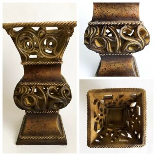 Decorative Resin Vase Antique Vintage Style Scrolls Cut Out 5.  5”x10” Home Decor