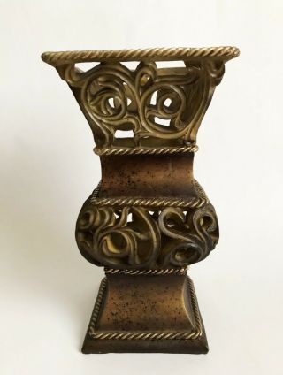 Decorative Resin Vase Antique Vintage Style Scrolls Cut Out 5.  5”x10” Home Decor 2