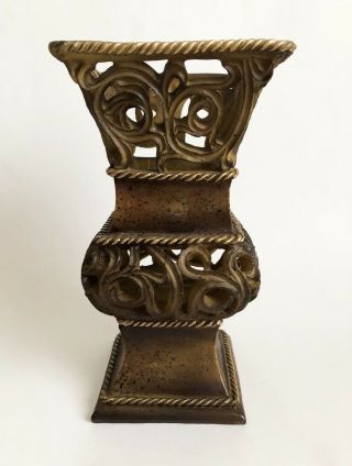 Decorative Resin Vase Antique Vintage Style Scrolls Cut Out 5.  5”x10” Home Decor 3
