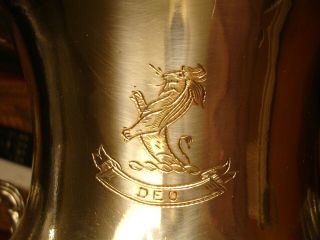 LION CREST Deo Antique silver copper Champagne Wine cooler ice bucket ENGLISH Co 2