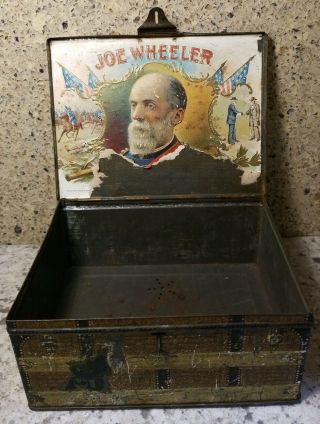 Rare Antique Tin Cigar Box General Joe Wheeler In Blue 1880’s - 1920 ' s N.  Y. 2