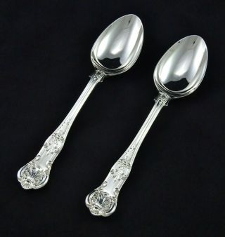 2 Heavy Silver Plated F.  Cobb Kings Queens Pattern Serving Spoons 9.  5 " Sheffield