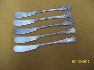 vintage National Silver Co SET OF 5 Butter Knife Knives / Silver Plate CONCERTO 2