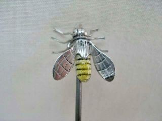 Fine & Rare Antique Silver & Enamel Hinged Hat Pin in The Form of a Wasp. 2