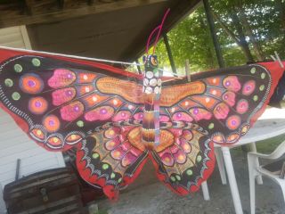 Vintage Antique American Folk Art Paper Mache Kite Butterfly Wall Art Decor Wow