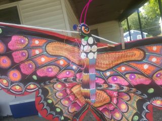 Vintage Antique American Folk Art Paper Mache Kite Butterfly Wall Art Decor Wow 2