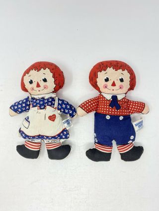Vintage Knickerbocker 7 " Small Raggedy Ann And Andy Pellets Bean Bag Dolls
