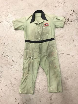 Rare Vtg Texaco Gas Station Coveralls Overalls Green Attendant Uniform Workwear