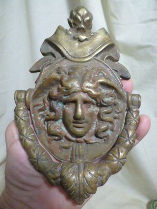 Vintage - Solid Brass Greek,  Roman God 7.  75 " Door Knocker - Great Patina - Mercury