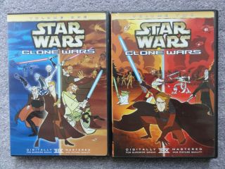 Star Wars The Clone Wars Volume 1 & 2 Animated Series Rare Oop Dvd One And Two