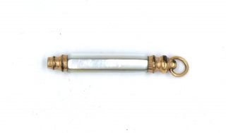Antique Mother Of Pearl Mechanical Pencil Yellow Gold Fill Engraved Pendant Chrm