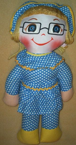 Mrs.  Beasley - Rare 15 " Rag Doll By Friden Industries W/bib,  Apron (family Affair)