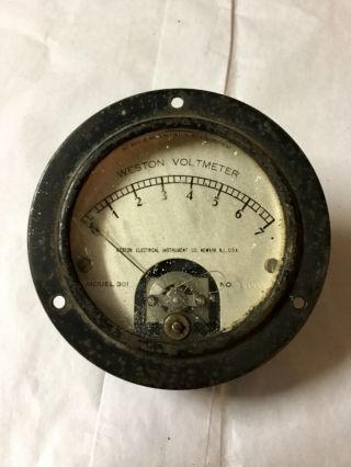 Antique 1901 Weston Model 301 Voltmeter,  Last Patent On Face Jul 16,  ‘01 -
