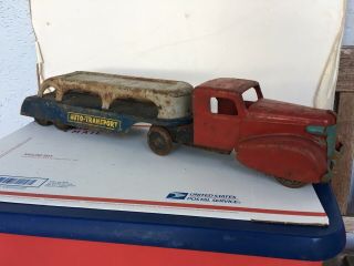 Vintage Marx Toy Plymouth Cab Auto Transport Big Rig Truck Tractor Trailer Rare