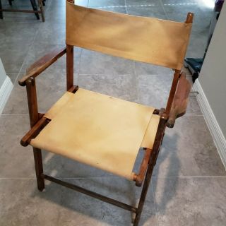 Vintage Folding Directors Chair Canvas Wooden Frame Captains Chair