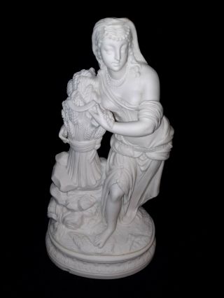 Large 19c Parian Ware Porcelain Statue Of A Woman.  13 1/2  Tall