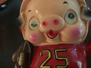 Vintage Piggy Bank Ceramic Pigskin Pig Football Player Rare Bp Imports Japan