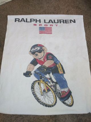 RALPH LAUREN POLO Sport BMX Bear Beach Towel VINTAGE 90 ' s MADE IN USA Lo Life 2