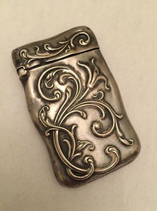 Art Nouveau Sterling Silver Repousse Match Safe