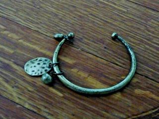 Rare J Jill Antique Brass Cuff Bracelet With Charms