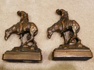 Antique Vintage Bronze End Of The Trail Bookends Figurines