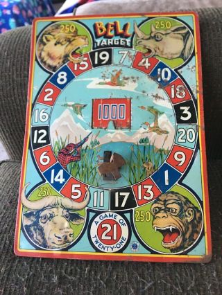 Vintage Wyandotte Toys Tin Bell Target Game,  Very Rare Game Of 21 Twenty One